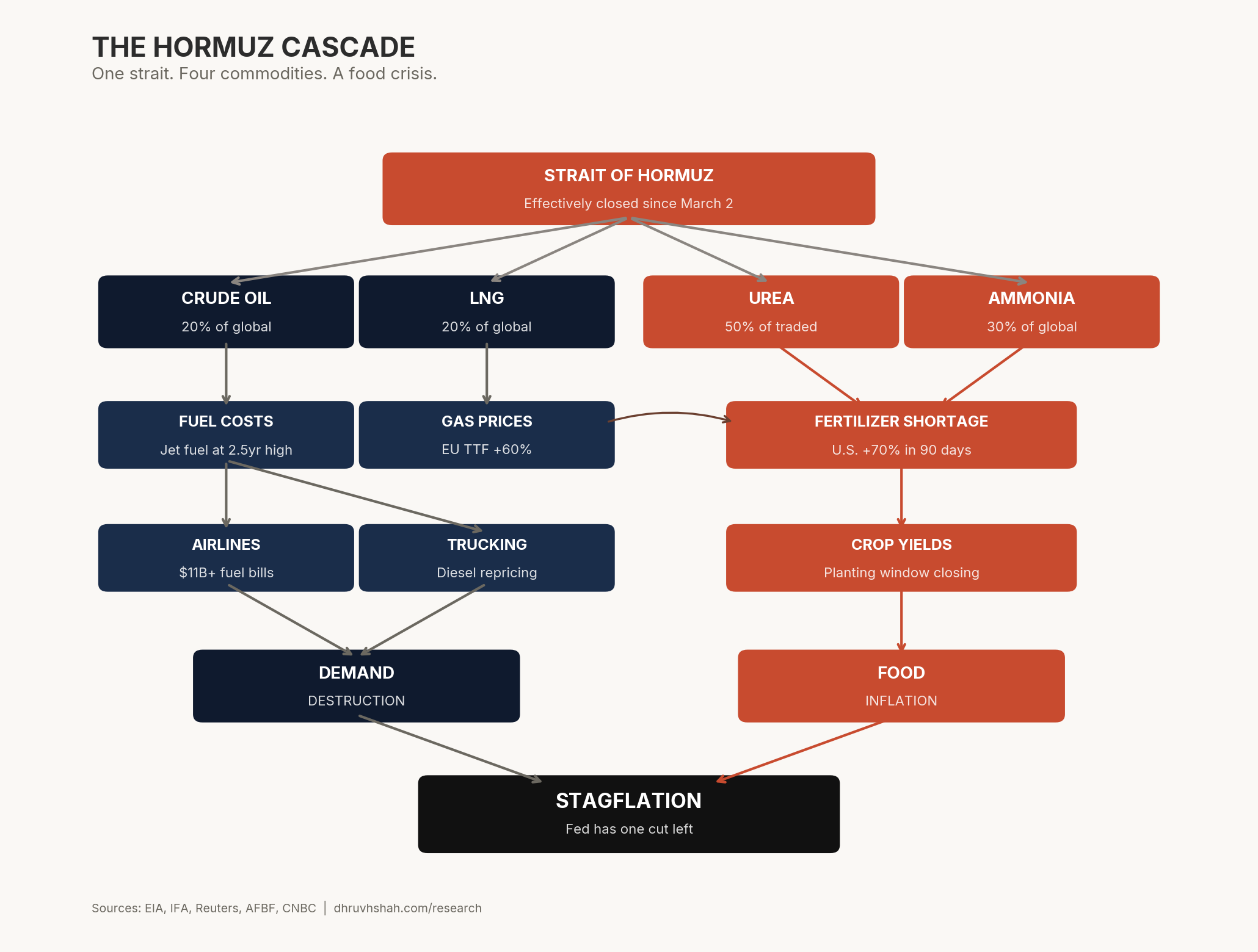 The Hormuz Cascade: One strait. Four commodities. A food crisis.